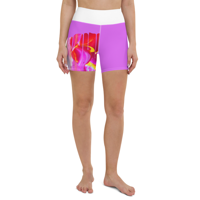 Pink Oil Drip Yoga Shorts